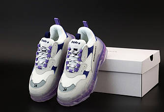 Balenciaga Triple S Clear Sole Violet жіночі кросівки Баленсіаги фіолетові з прозорою підошвою