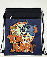 Рюкзак мешок для сменой обуви с дополнительным карманом на молнии TOM and JERRY