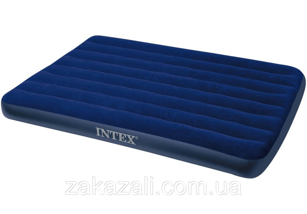 ✅ Надувний полуторний матрац велюровий INTEX 64758 137x191x25 см | Одномісний матрац Інтекс для сну і пляжу