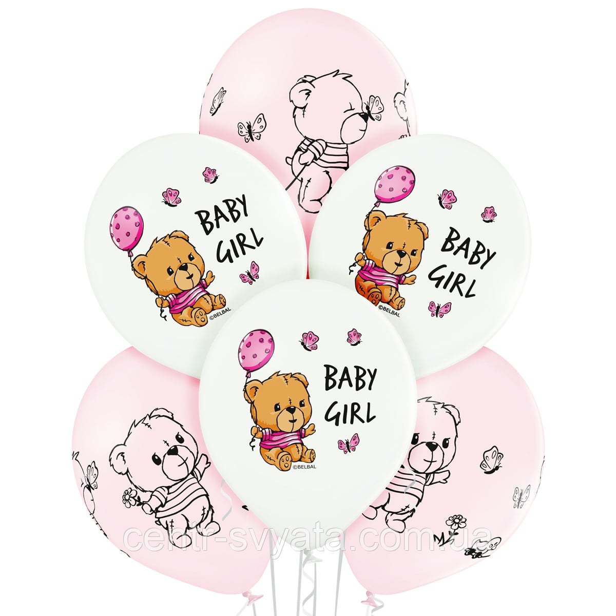 Латексна кулька BELBAL 12"(30 см) "Baby Girl" ведмедик