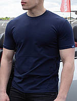 Футболка чоловіча однотонна Hector бавовняна темно-синя