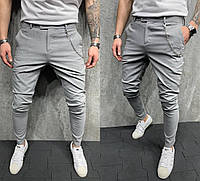 Классические светло серые мужские брюки зауженные к низу турецкие, модные молодежные штаны для офиса