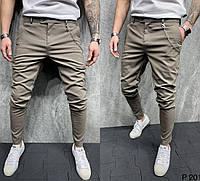 Классические коричневые мужские брюки зауженные к низу, модные молодежные штаны для офиса Турция