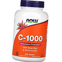 Вітамін С NOW C-1000 with rose hips & bioflavonoids 250 таб, фото 4