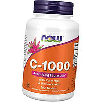 Вітамін С NOW C-1000 with rose hips 100 таб bioflavonoids