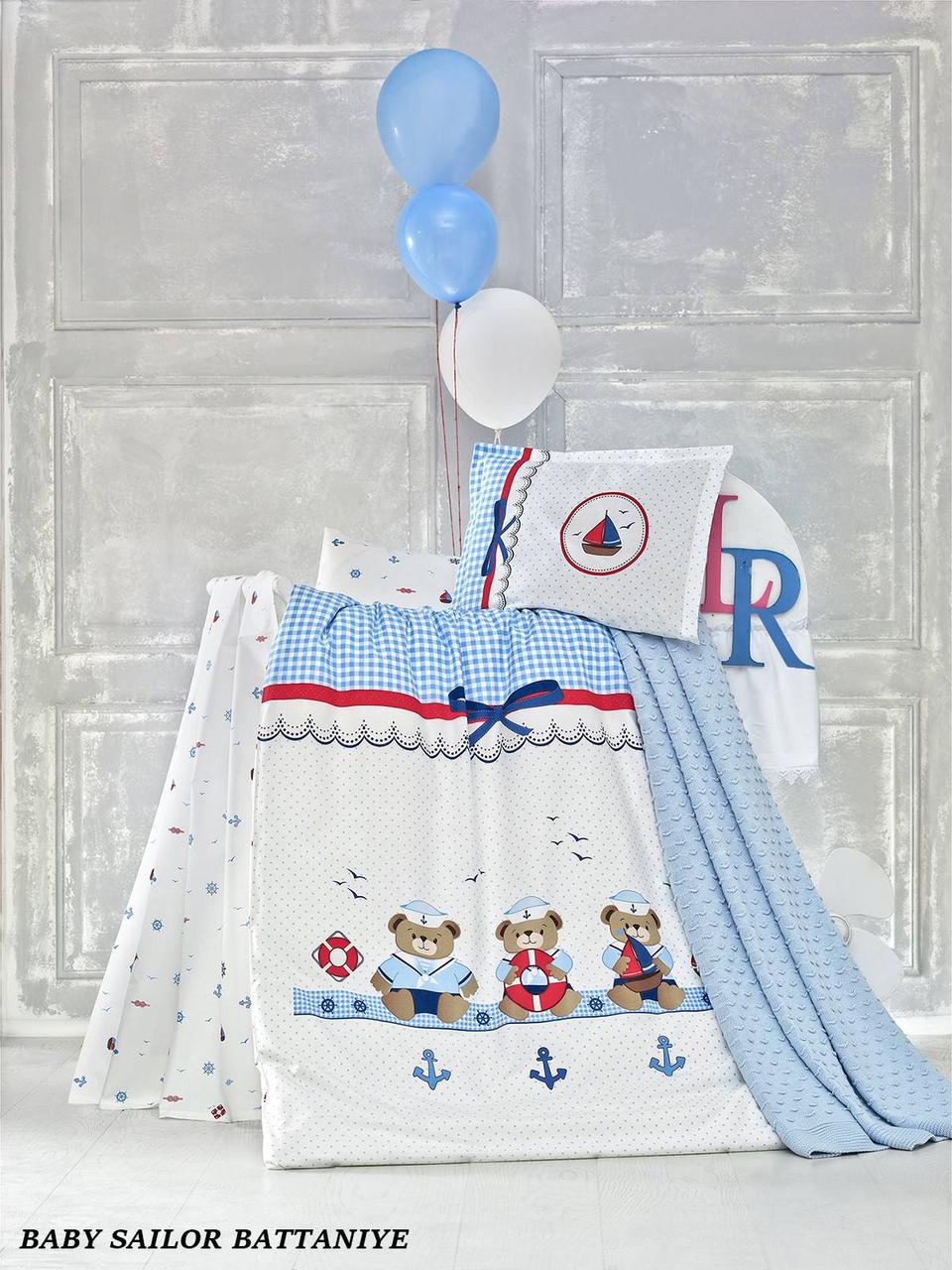 Дитяча постільна білизна в ліжечко La Romano "Baby Sailor Battaniye" 002 Блакитний