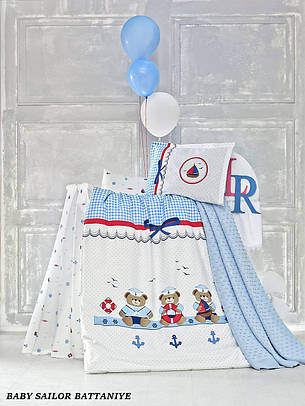 Дитяча постільна білизна в ліжечко La Romano "Baby Sailor Battaniye" 002 Блакитний, фото 1