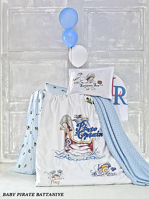 Дитяча постільна білизна в ліжечко La Romano "Baby Pirate Battaniye" 005 Блакитний, фото 1