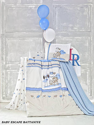 Дитяча постільна білизна в ліжечко з в'язаним пледом La Romano "Baby Escape Battaniye" 009 Блакитний, фото 1