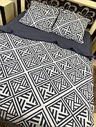 Постільна білизна Королева Ночі (Бязь) | Полуторний комплект | 50х70 | Орнамент на білому та сірому, фото 2