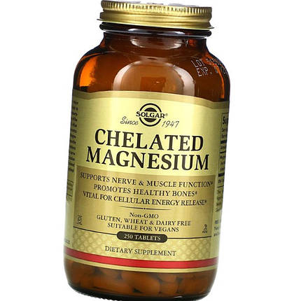 Хелатний магній Солгар Solgar Chelated Magnesium 250 таблеток, фото 2