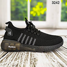 Чоловічі чорні текстильні кросівки з білими смужками на пінковій підошві 3242