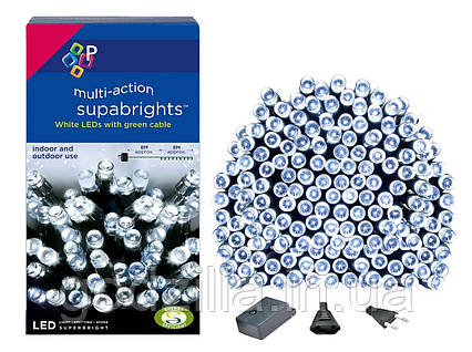Новорічна гірлянда 300 LED, IP44, Довжина 24 М, Білий холодний світ