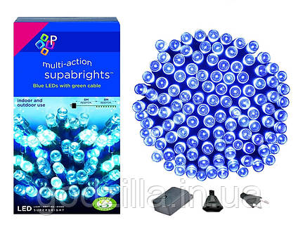 Новорічна гірлянда 300 LED, IP44, Довжина 24 М, Блакитний світло