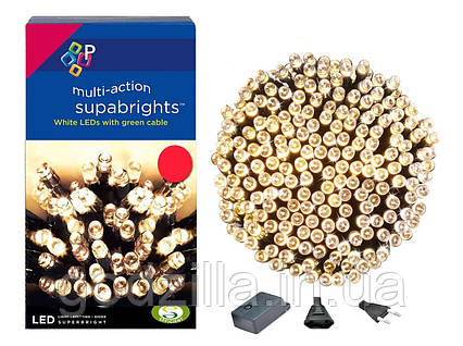 Новорічна гірлянда 300 LED, IP44, Довжина 24 М, Білий теплий світло