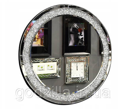 Зеркало Glamour кругле із хрустальною рамою 60 x 60 см