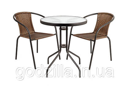 Садові  меблі  BISTRO  RATTAN  Круглий  столик  +  2  стільці