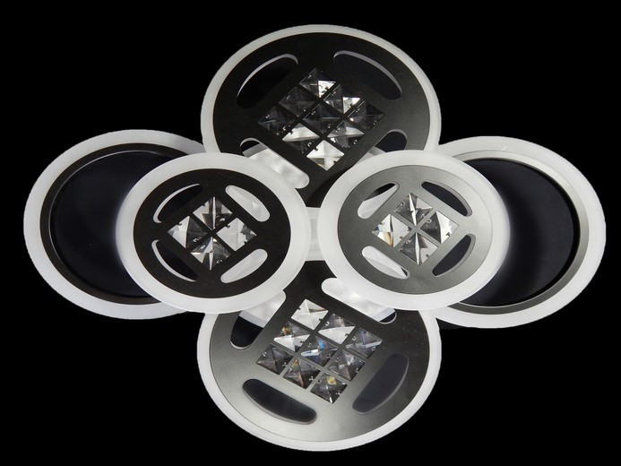 Стельова світлодіодна люстра з димером 6011/6BK LED 3color dimmer, фото 1