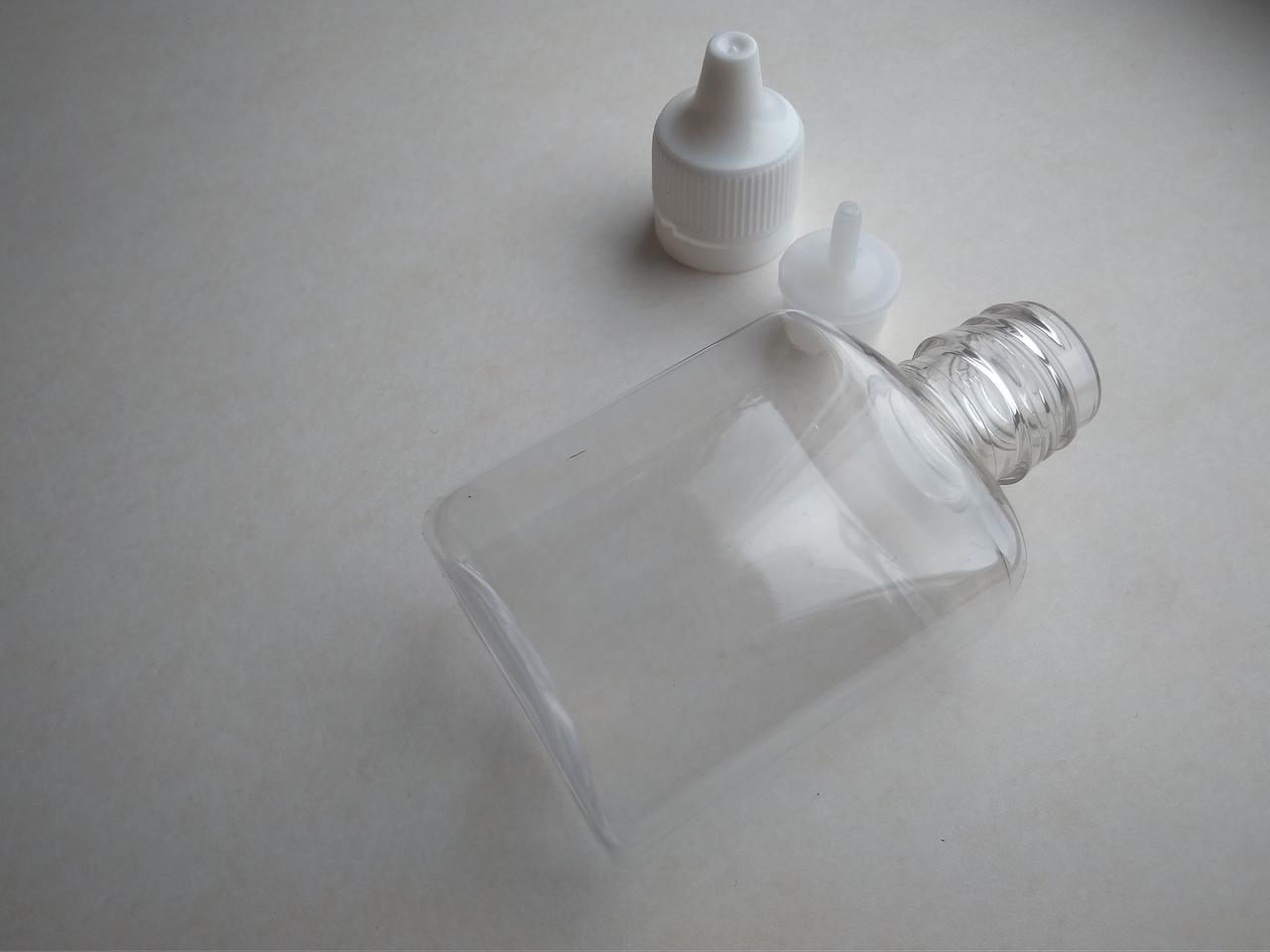 50 - 55 мл ПЕТ прозорий квадратний флакон в комплекті з капельником і ковпачком 20/410