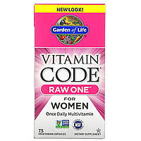 Garden of Life, Vitamin Code, Raw One, натуральные витамины для женщин, Multi Vitamin for Women, 75 капсул