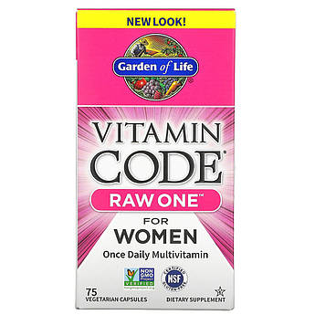 Garden of Life, Vitamin Code, Raw One, натуральні вітаміни для жінок, Multi Vitamin for Women, 75 капсул