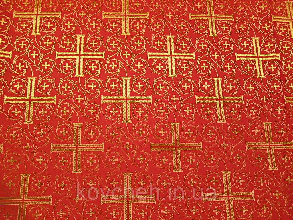Шовкова церковна тканина візантійський Хрест червоний з золотом