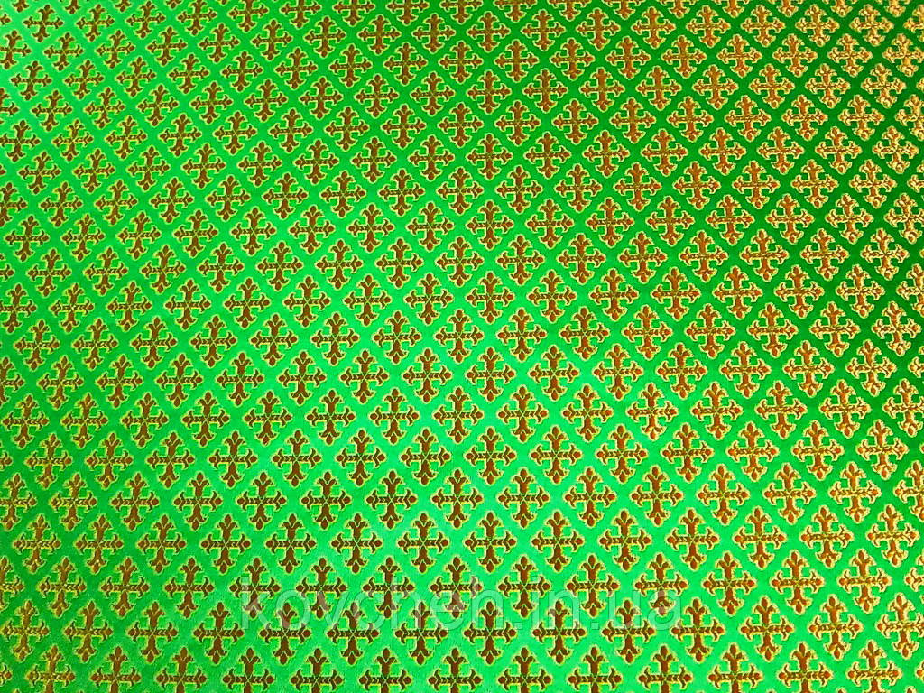 Шовкова церковна тканина Хрест полиставрий зелений