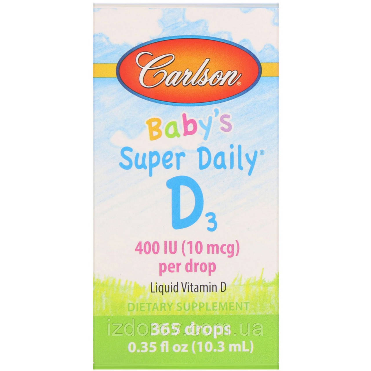 Carlson Labs, Super Daily, Вітамін D3 для дітей, 10 мкг (400 МО), 10,3 мл