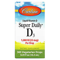 Carlson Labs, Super Daily Витамин D3, 1000 МЕ, 10,3 мл