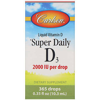 Carlson Labs, Super Daily Вітамін D3, 2000 МО, 10,3 мл