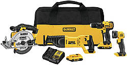 Комбінований комплект DEWALT 20V MAX, компактний 4-інструмента (DCK423D2)+зарядне і два акамулятора!