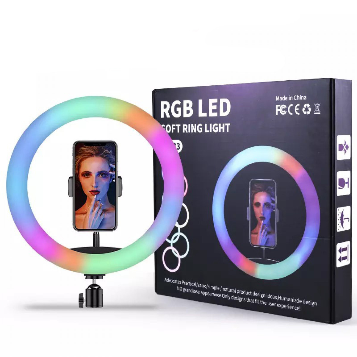 Кільцева світлодіодна Led Лампа RGB MJ33 USB 33cm Ring Light 13"/7617 затискачем для телефона