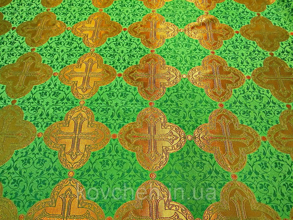 Шовкова церковна тканина Нікея зелений