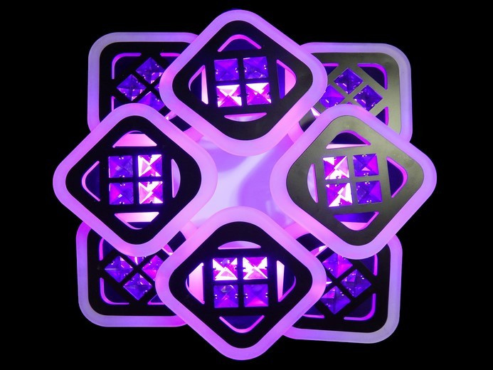 Сучасна припотокова люстра 6009/4+4S BK LED 3color dimmer, фото 1