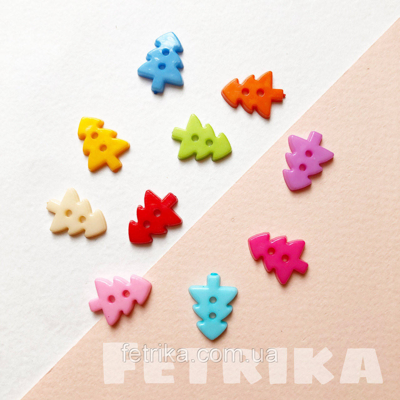 Ґудзики "Ялинки" пластикові, 1,3*1,7 см (10 шт.), Мікс, фото 1
