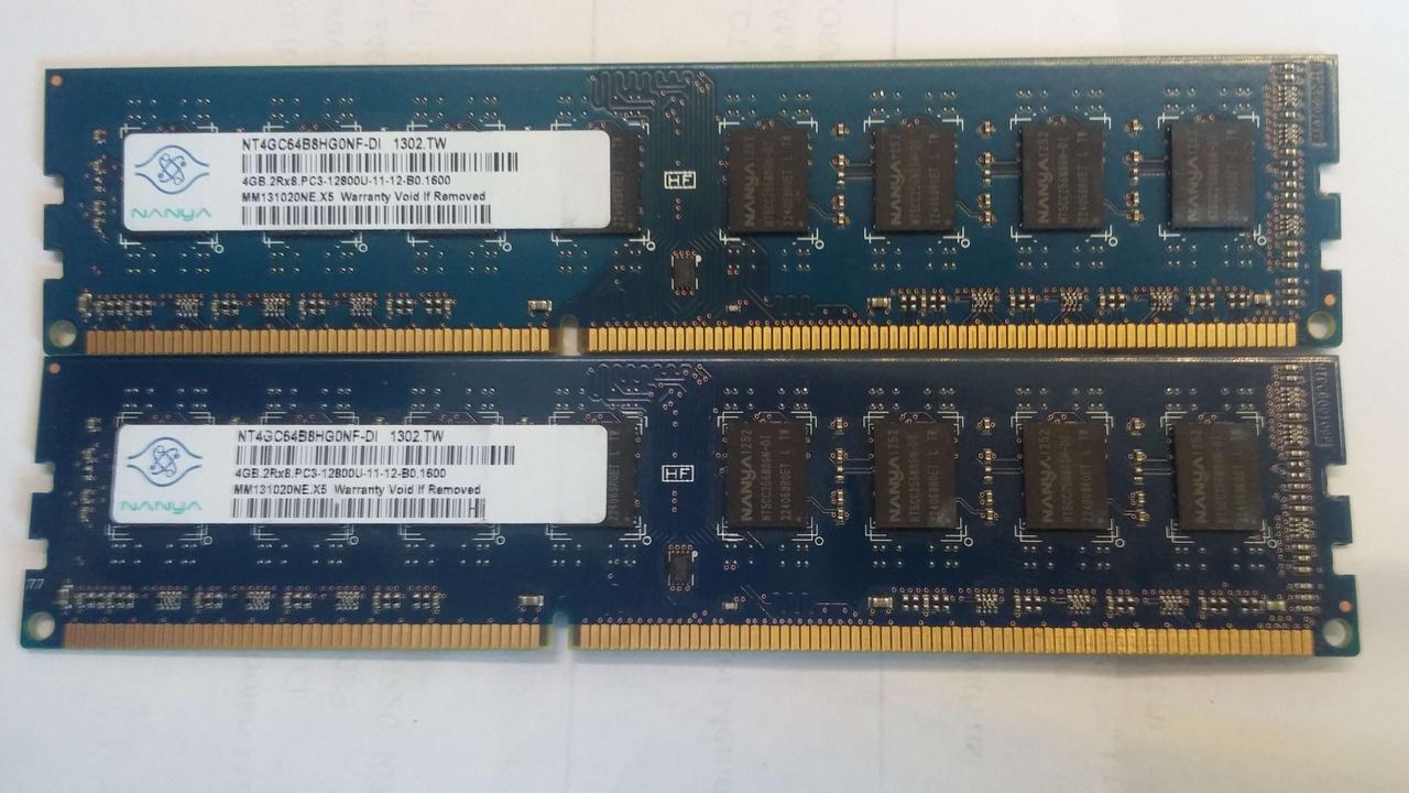 8GB 2x4GB DDR3 1600MHz Nanya PC3 12800U 2Rx8 RAM Оперативна пам'ять