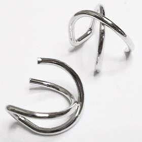 Сережки кліпси без проколювання вух "Крістик", для імітації пірсингу (1 шт.) під срібло. Біжутерія.