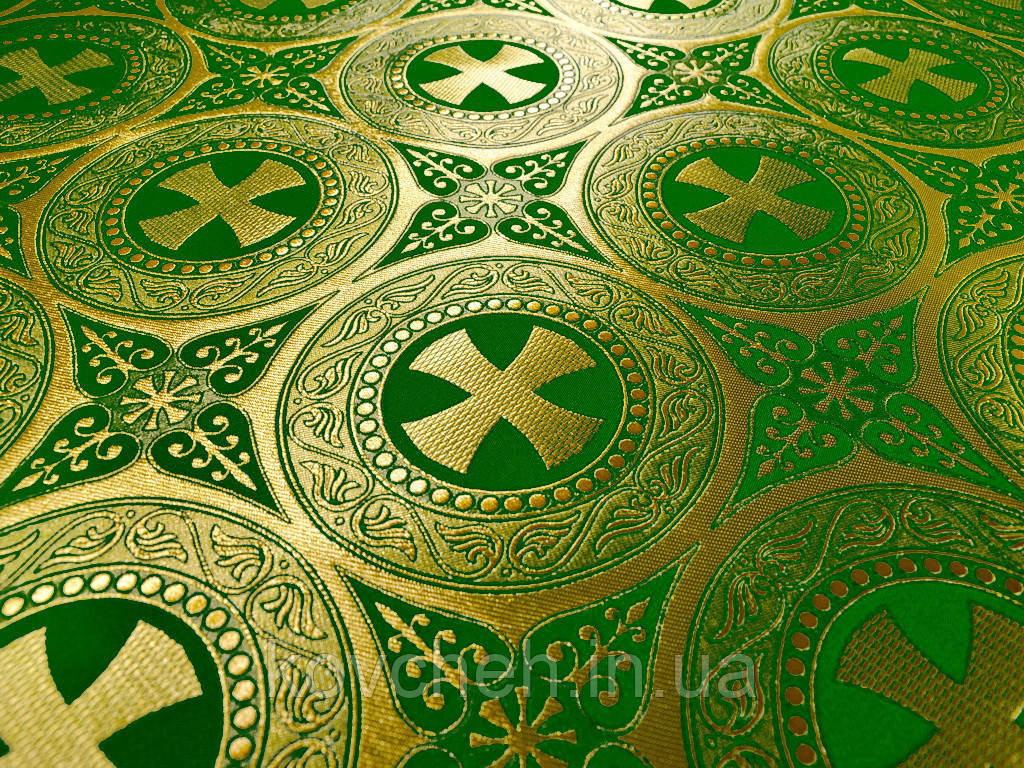 Шовкова церковна тканина Ефес зелений