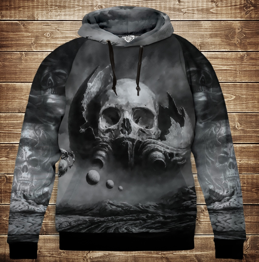 Толстівка с 3D принтом на тему: Черепа Phantom Sculls in grey 50-52, фото 1