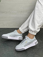 Модні жіночі кросівки шкіряні світло-сірого кольору CALIfornia спорт (
