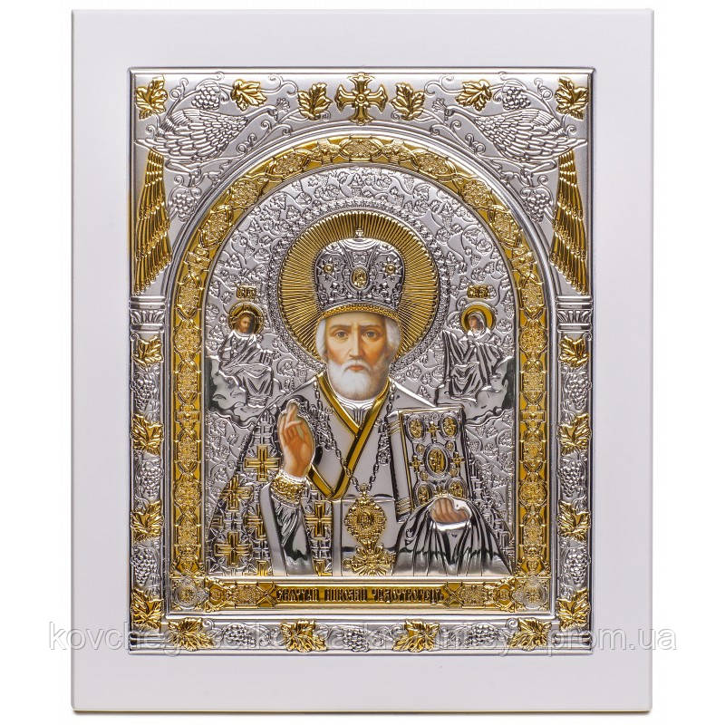 Икона Святой Николай Греческая Серебряная 26,6x32,5