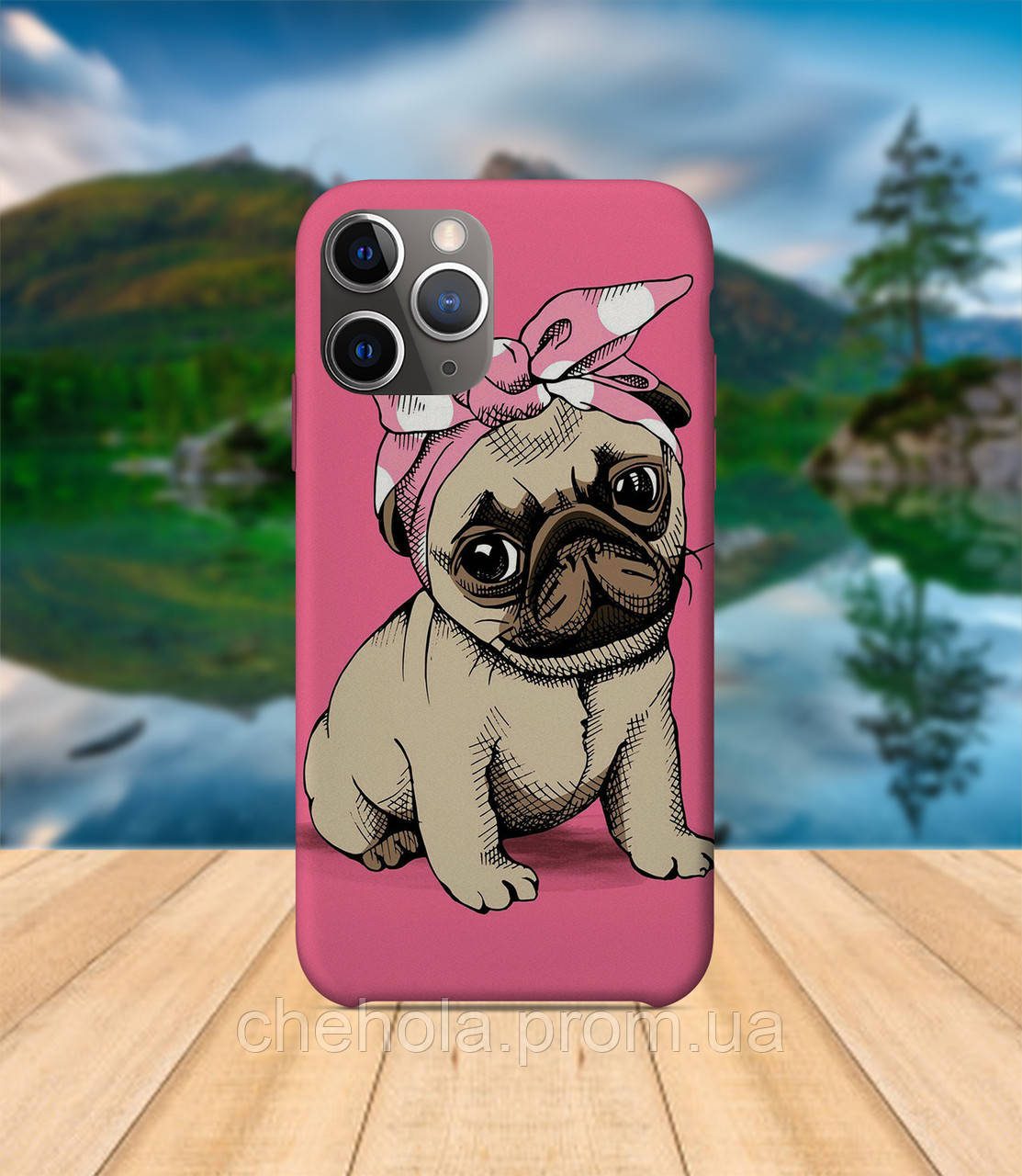 Чехол iPhone 11 Мопс щенок с принтом - фото 1 - id-p1214032592