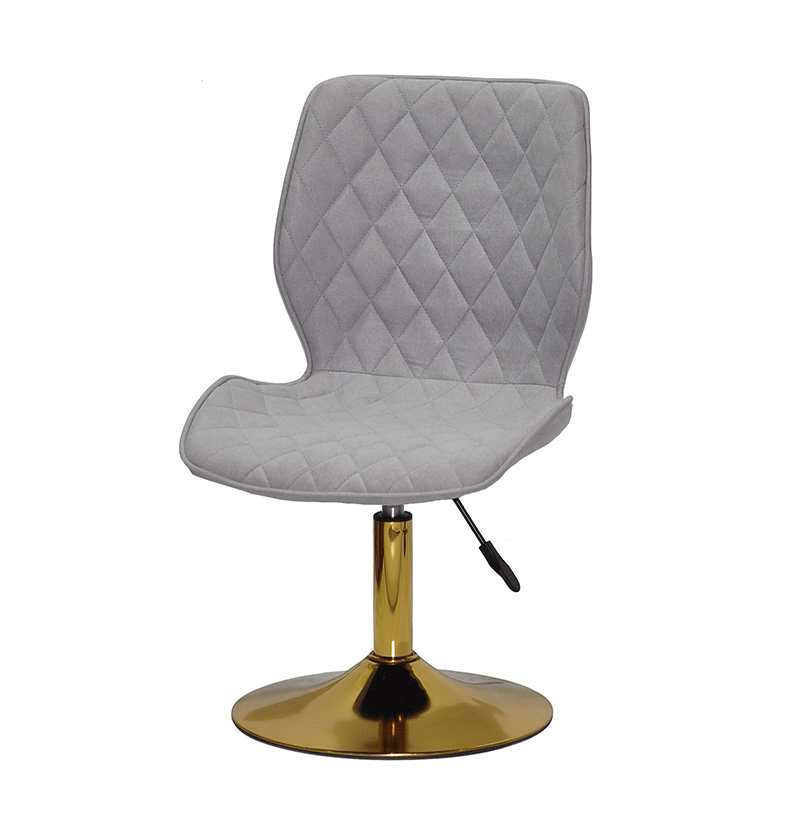Стілець Toni GD-Base світло-сірий SH-3 шеніл на золотій круглій нозі-опорі з регулюванням висоти сидіння, фото 1