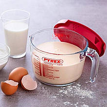 Мірна кружка з кришкою 1 л Pyrex з боросилікатного скла для рідин