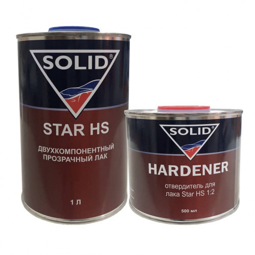 Акрил-уретановий прозорий лак Star HS (1 л) з затверджувачем (0,5 л), SOLID