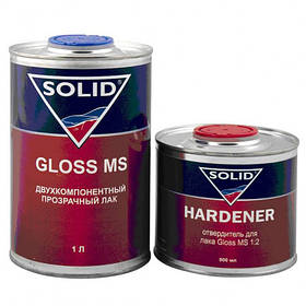 Акрил-уретановий прозорий лак Gloss MS (1 л) з затверджувачем (0,5 л), SOLID