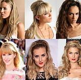 Обруч для волосся коса темно-коричневий, фото 2