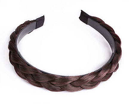 Обруч для волосся коса темно-коричневий, фото 1