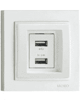 Розетка USB-зарядка подвійна, Mono Electric, DESPINA (білий)