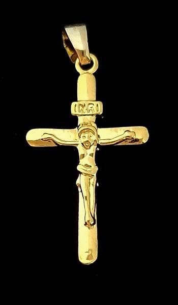 Хрестик. Сталь. Позолота з лимонним відтінком. Довжина: 3,5 см. Ширина 18 мм.